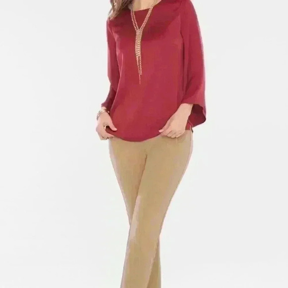Chicos plus size satin maroon Blouse - Picture 3 of 13